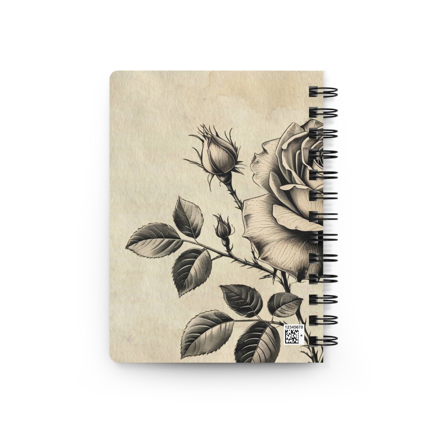 Black and grey rose flower Spiral Bound Journal