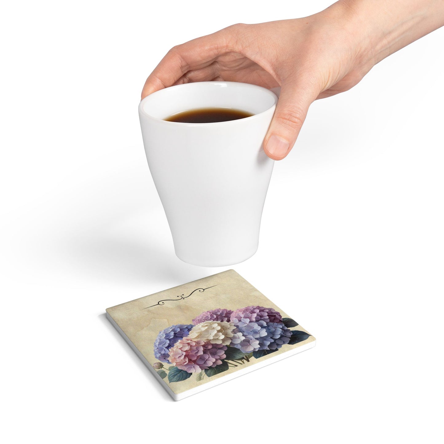Vintage hydrangea flower Ceramic Coaster