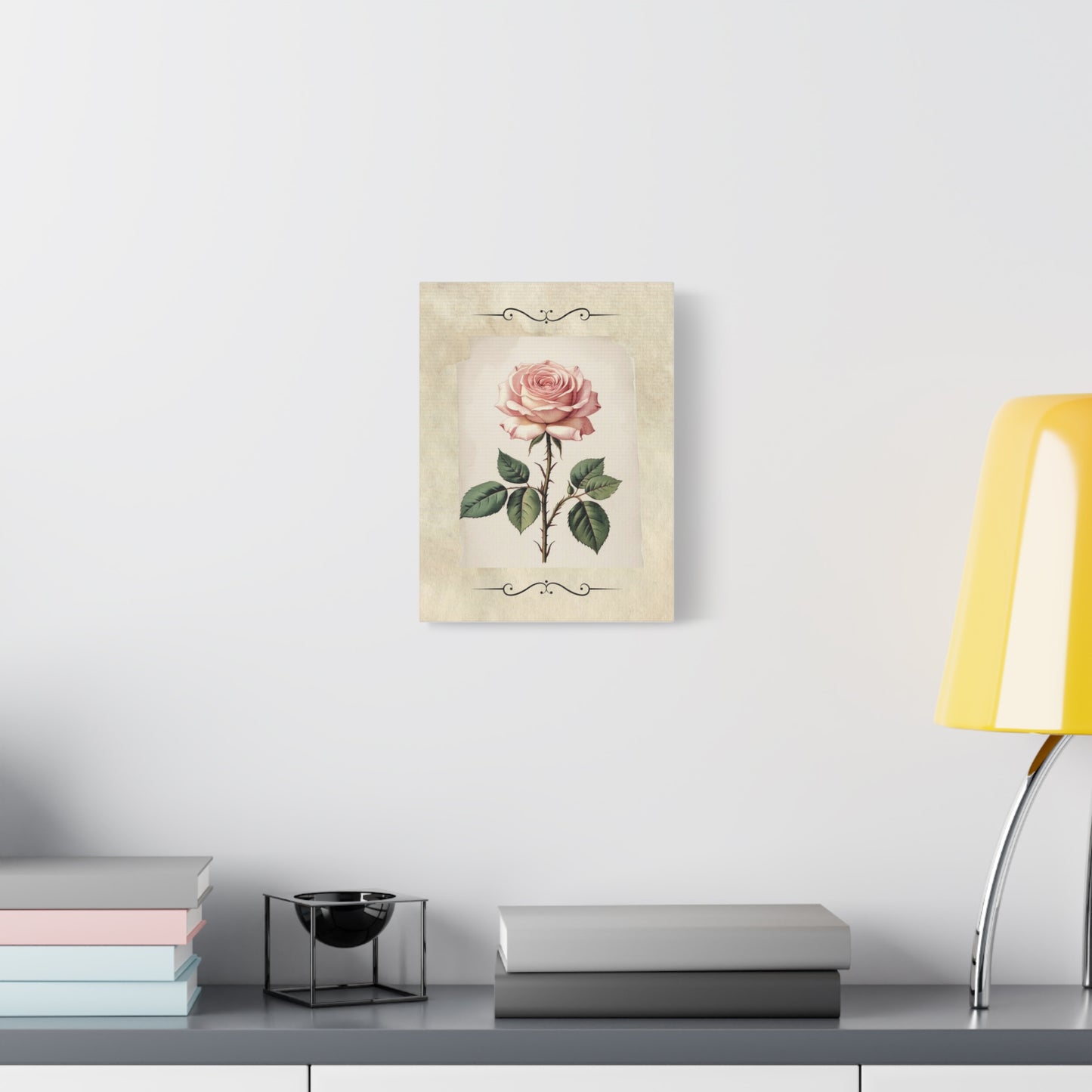 Vintage pink rose on Matte Canvas, Stretched, 1.25"