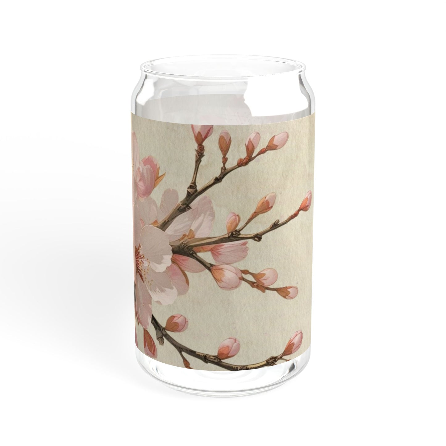 Vintage cherry blossom flower Sipper Glass, 16oz