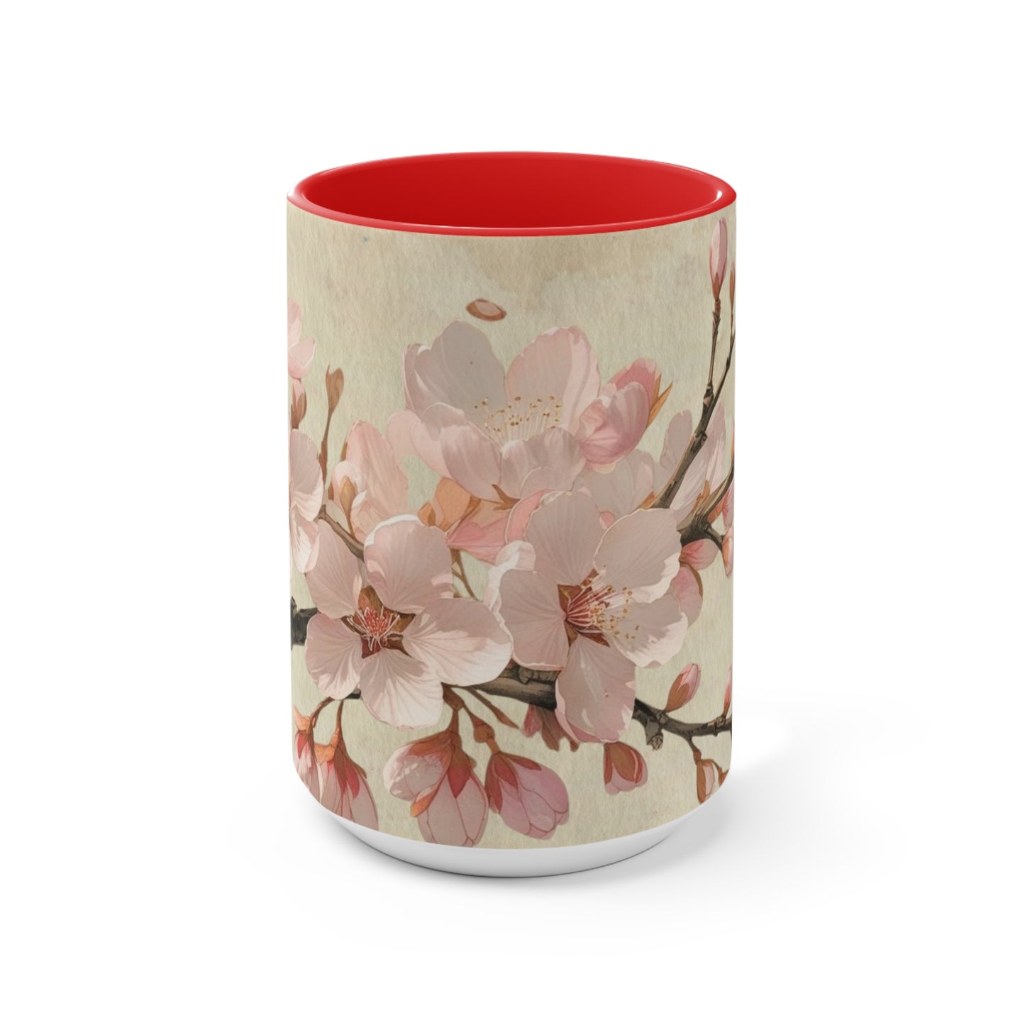 Accent Mugs - Vintage cherry blossom, Sakura Coffee Cup, Floral Tea Mug, Japanese Blossom Drinkware, Unique Gift for Nature Lover