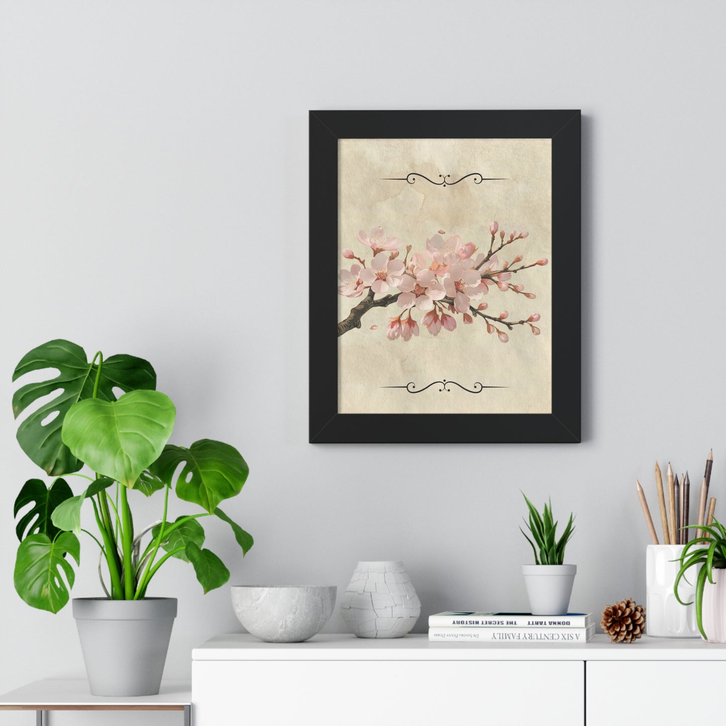 Vintage cherry blossom Framed Vertical Poster