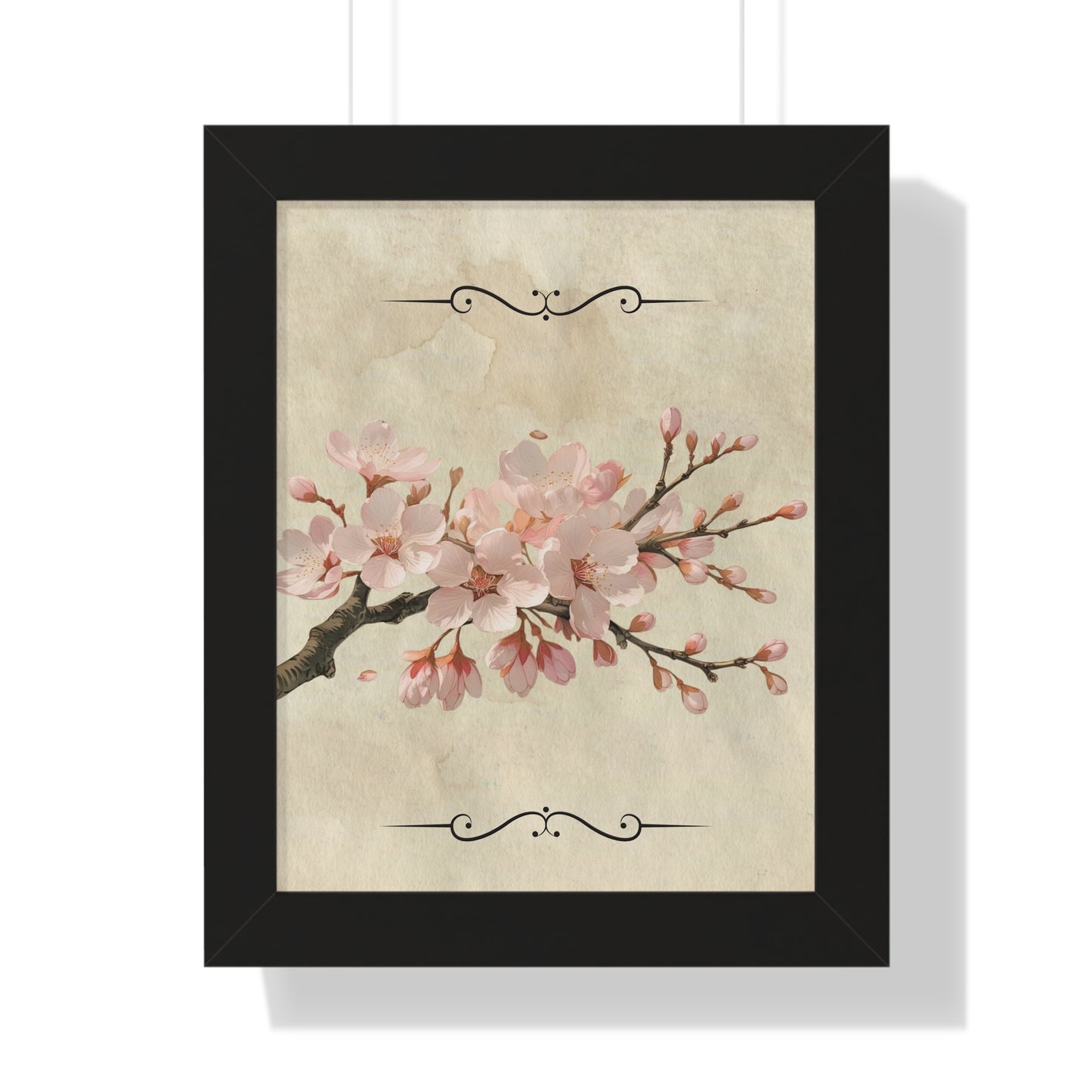 Vintage cherry blossom Framed Vertical Poster
