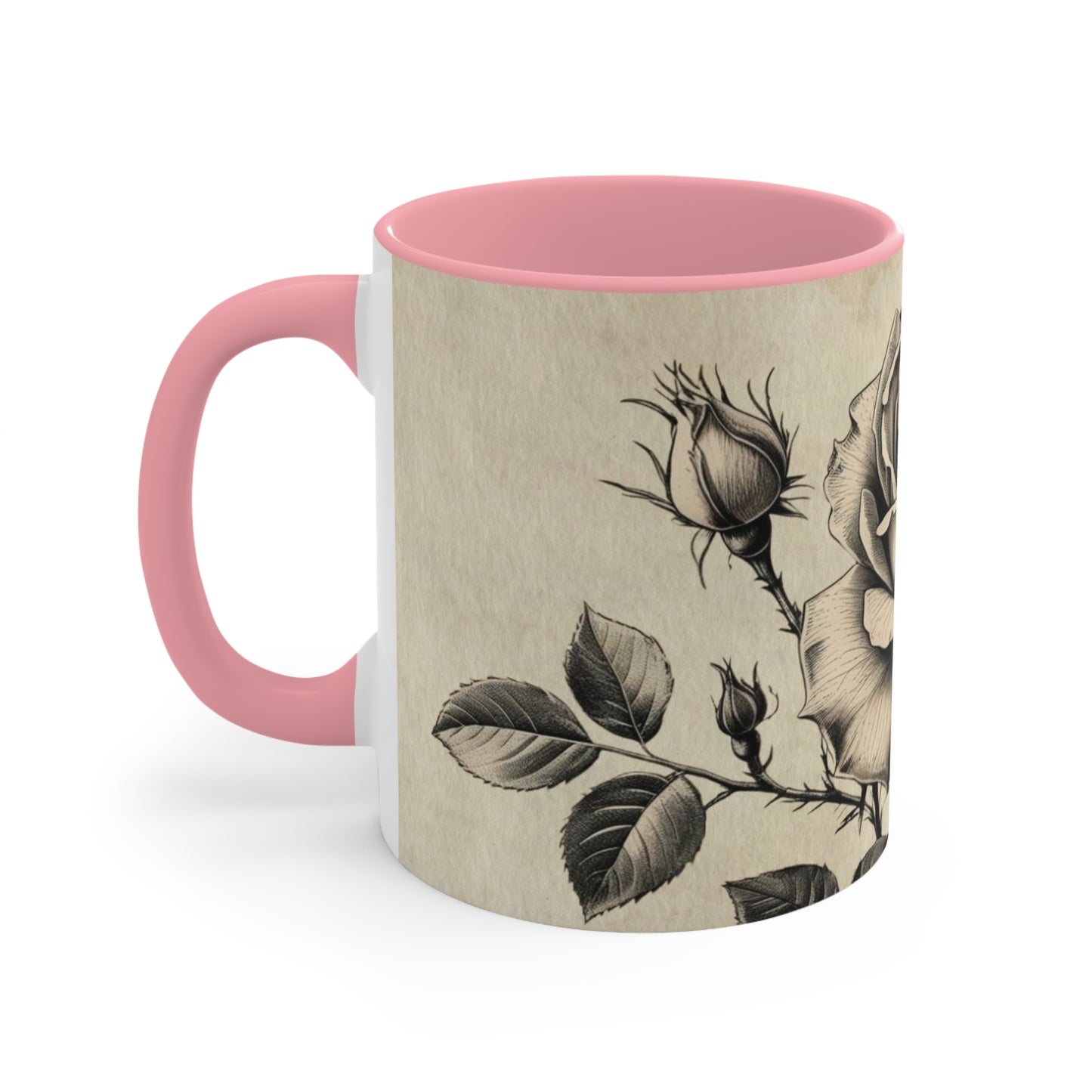 Vintage black and grey rose Accent Mugs