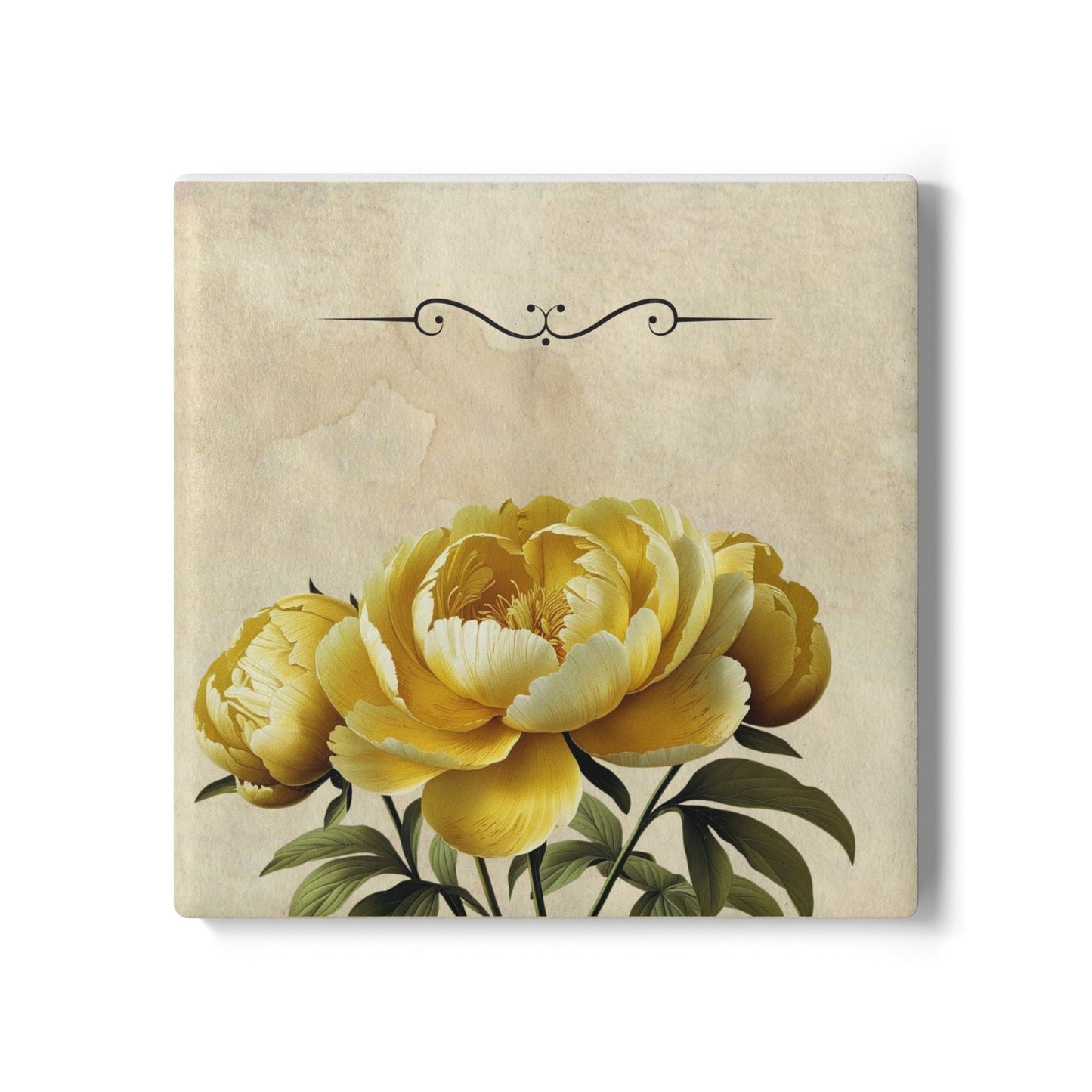Vintage peony flower Ceramic Coaster