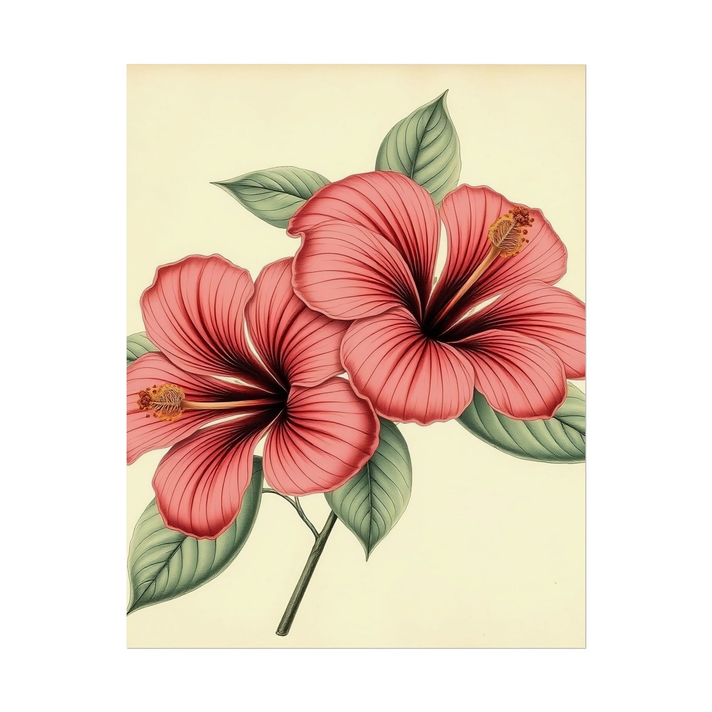 Vintage Hibiscus Poster