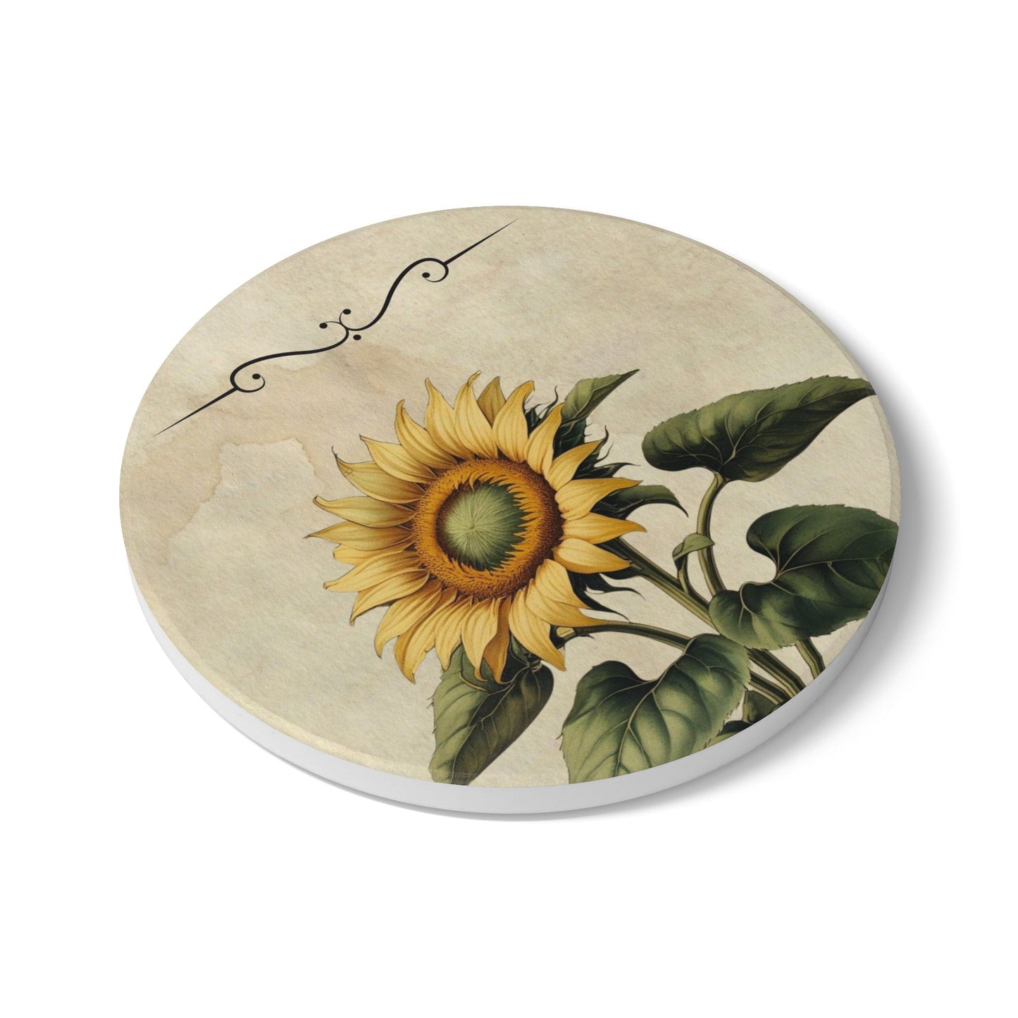 Vintage sunflower flower Ceramic Coaster