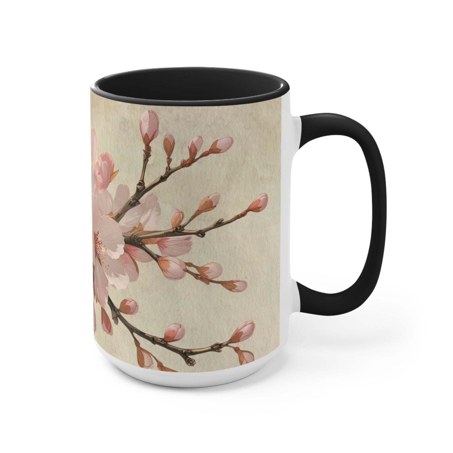 Accent Mugs - Vintage cherry blossom, Sakura Coffee Cup, Floral Tea Mug, Japanese Blossom Drinkware, Unique Gift for Nature Lover