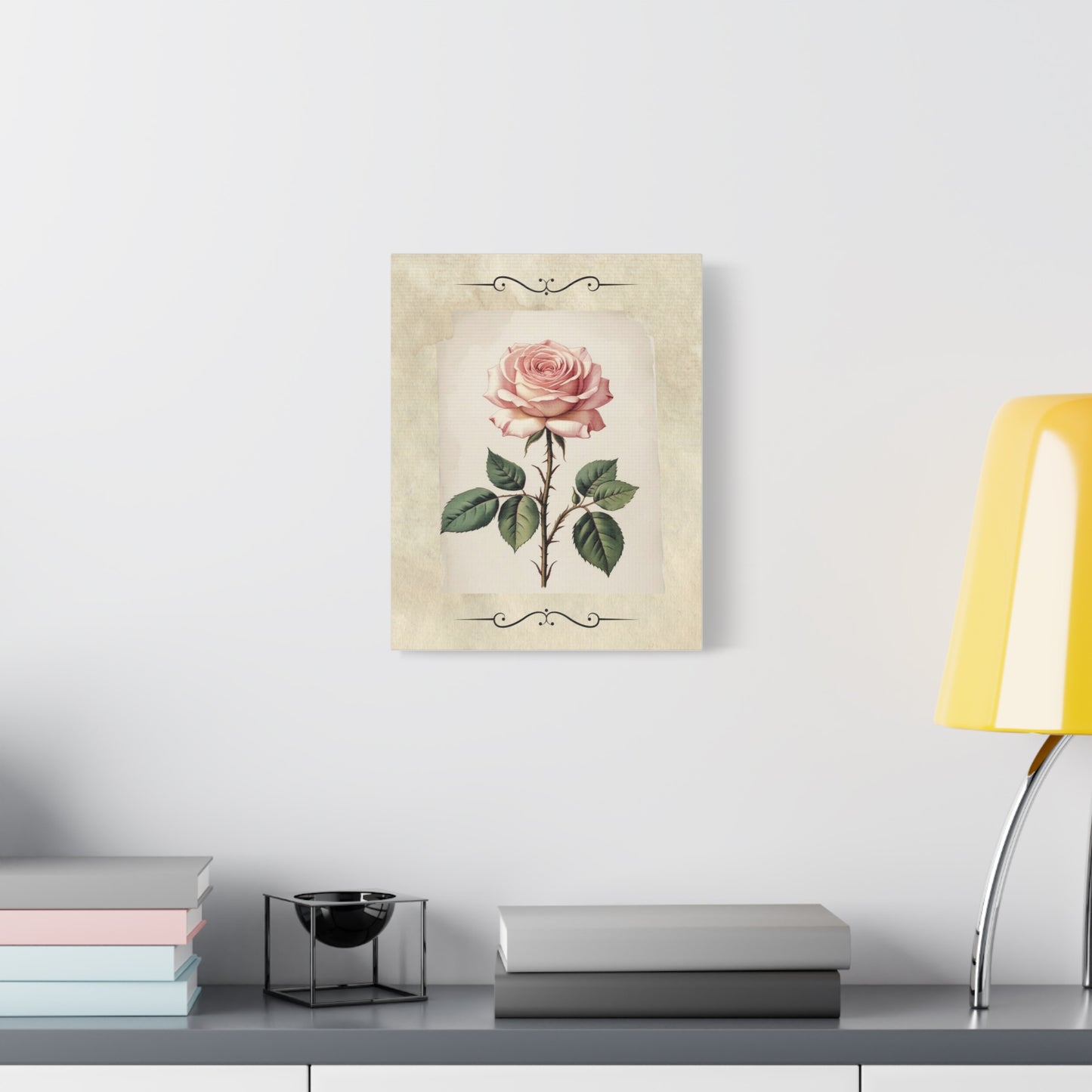 Vintage pink rose on Matte Canvas, Stretched, 1.25"
