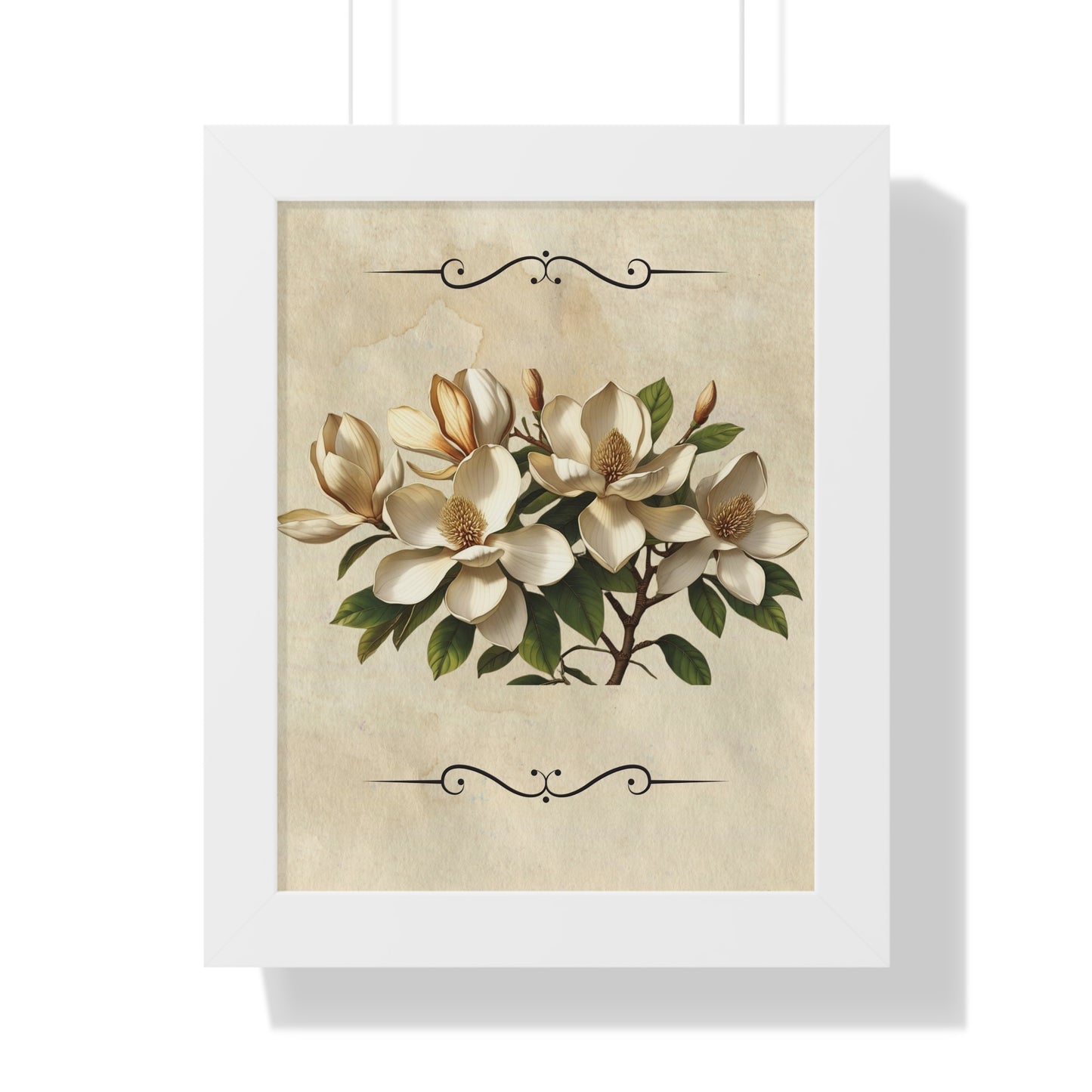 Vintage Magnolia Framed Vertical Poster