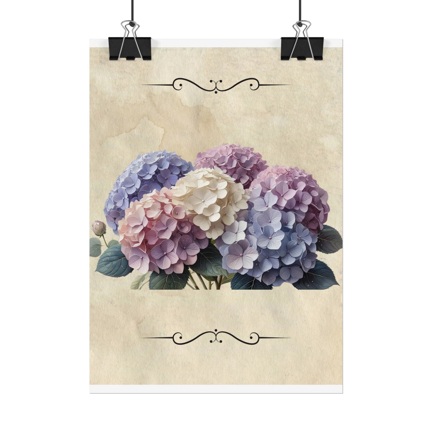 Rolled Posters - Vintage Hydrangea Wall Art