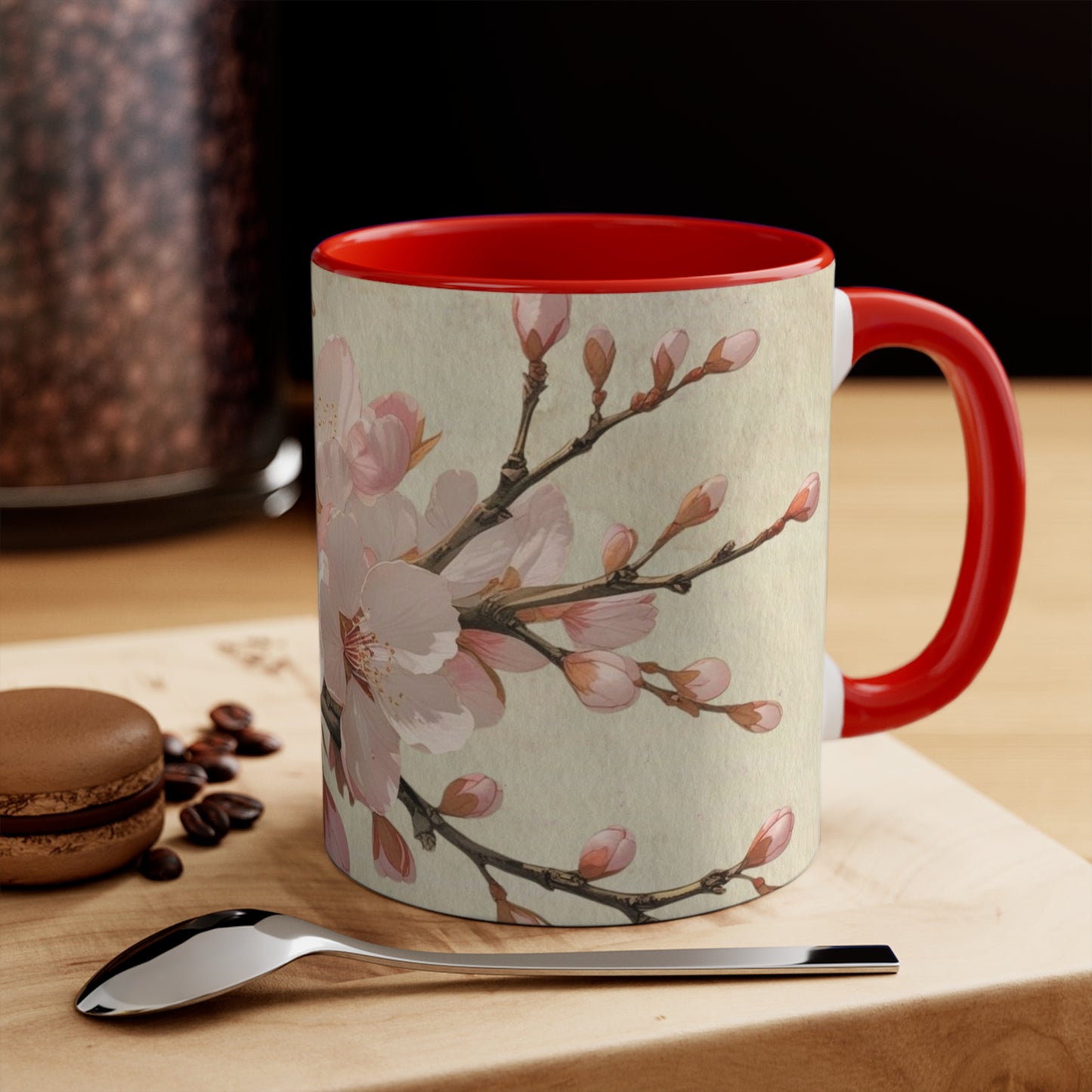 Accent Mugs - Vintage cherry blossom, Sakura Coffee Cup, Floral Tea Mug, Japanese Blossom Drinkware, Unique Gift for Nature Lover