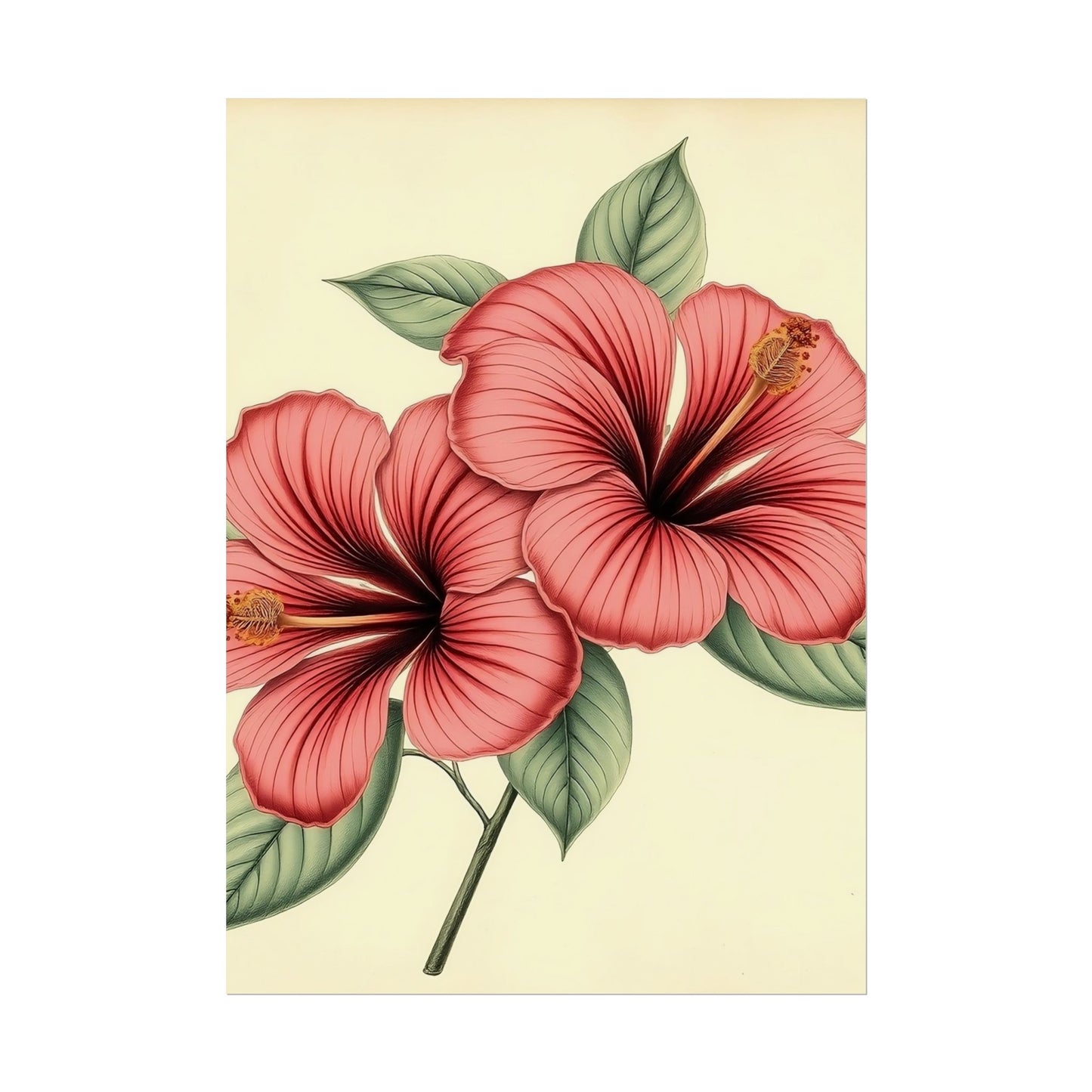 Vintage Hibiscus Poster