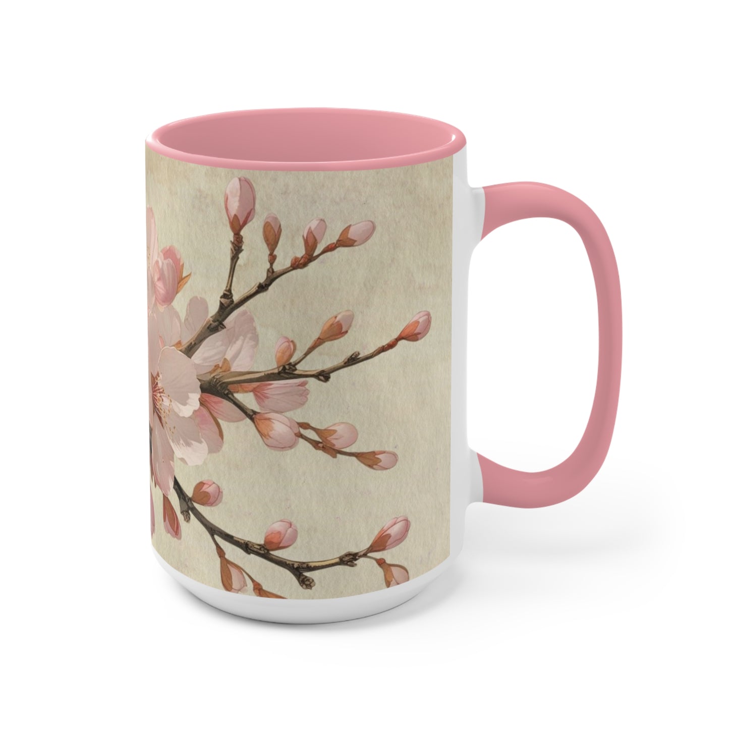 Accent Mugs - Vintage cherry blossom, Sakura Coffee Cup, Floral Tea Mug, Japanese Blossom Drinkware, Unique Gift for Nature Lover