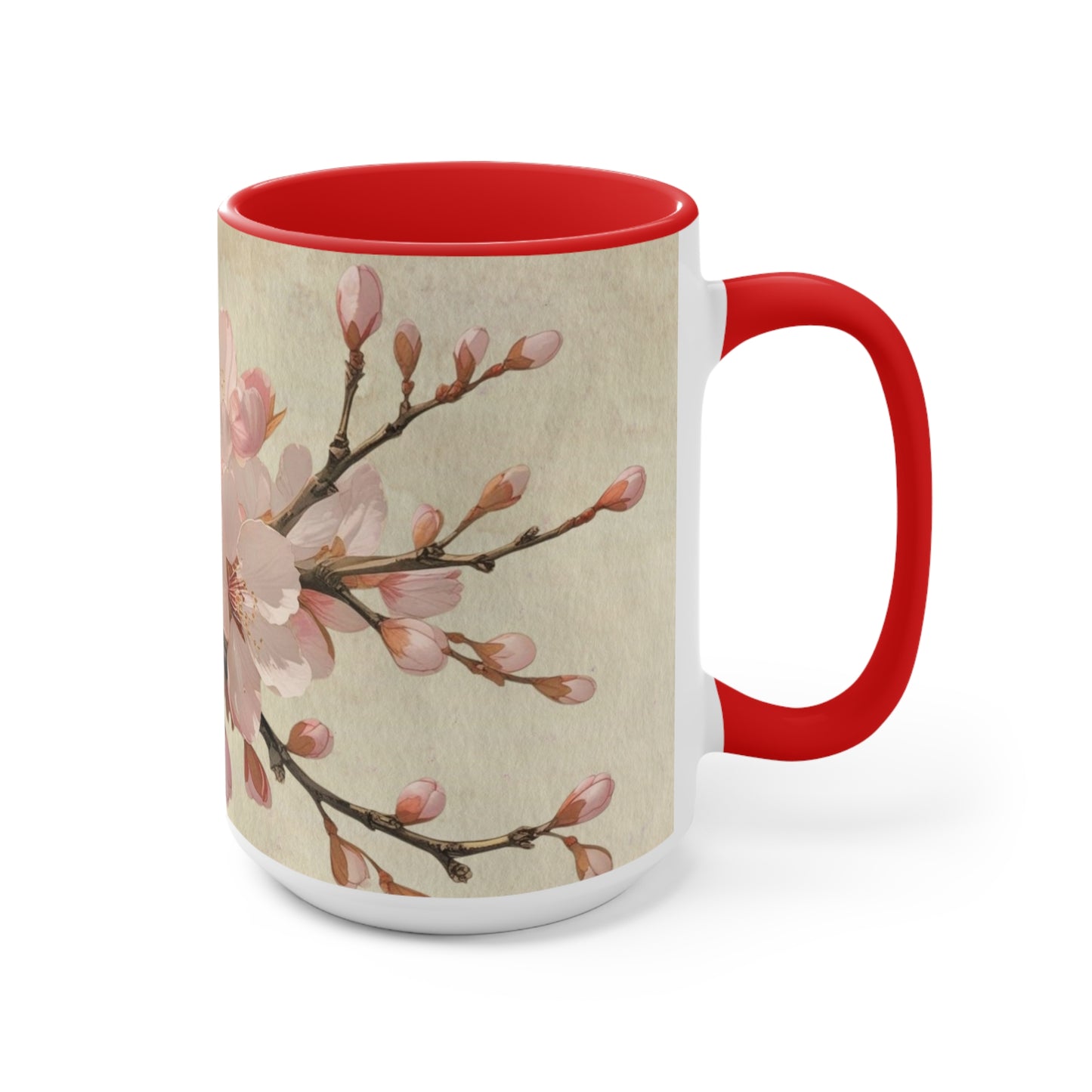 Accent Mugs - Vintage cherry blossom, Sakura Coffee Cup, Floral Tea Mug, Japanese Blossom Drinkware, Unique Gift for Nature Lover