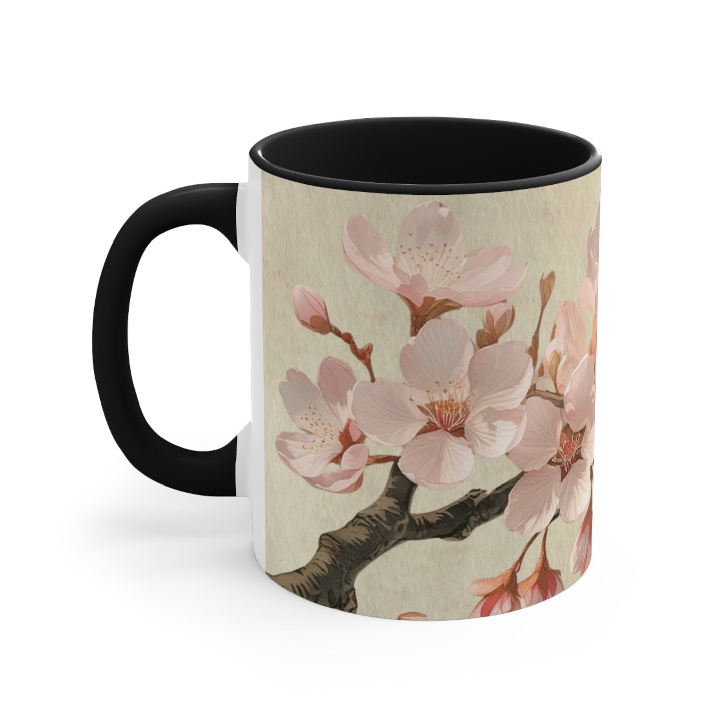 Accent Mugs - Vintage cherry blossom, Sakura Coffee Cup, Floral Tea Mug, Japanese Blossom Drinkware, Unique Gift for Nature Lover