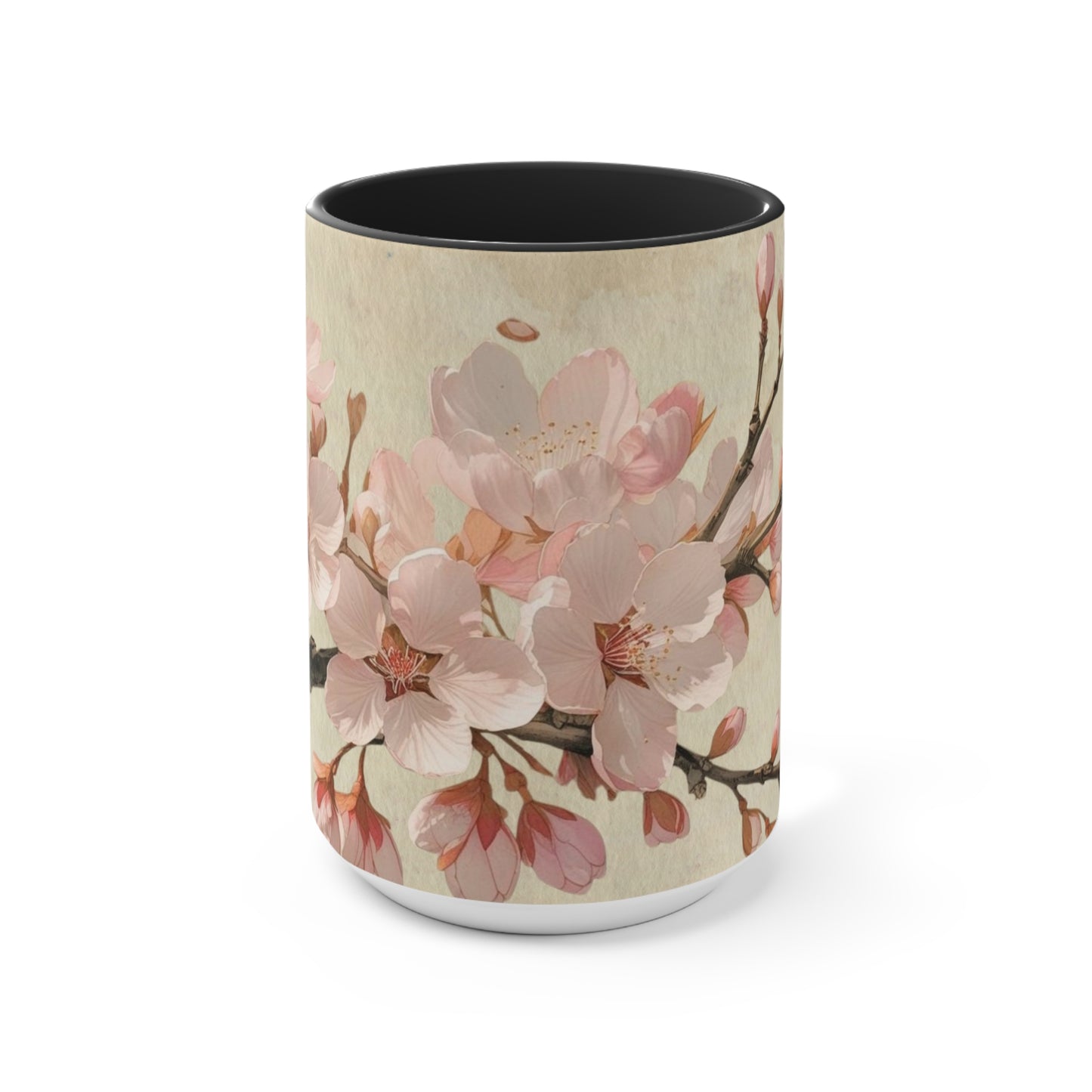 Accent Mugs - Vintage cherry blossom, Sakura Coffee Cup, Floral Tea Mug, Japanese Blossom Drinkware, Unique Gift for Nature Lover