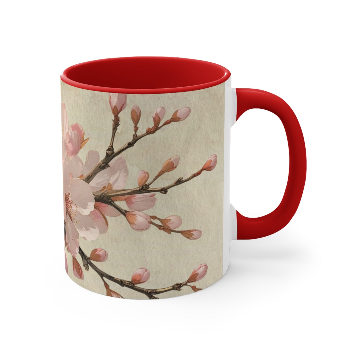 Accent Mugs - Vintage cherry blossom, Sakura Coffee Cup, Floral Tea Mug, Japanese Blossom Drinkware, Unique Gift for Nature Lover