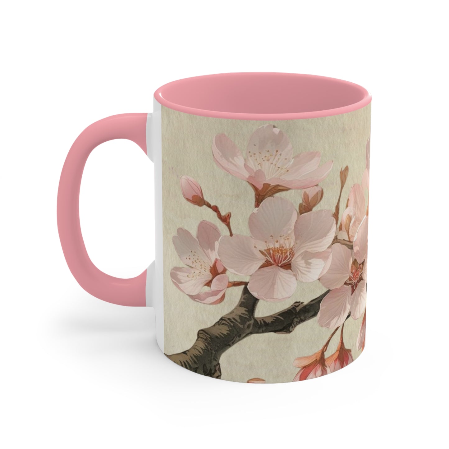 Accent Mugs - Vintage cherry blossom, Sakura Coffee Cup, Floral Tea Mug, Japanese Blossom Drinkware, Unique Gift for Nature Lover