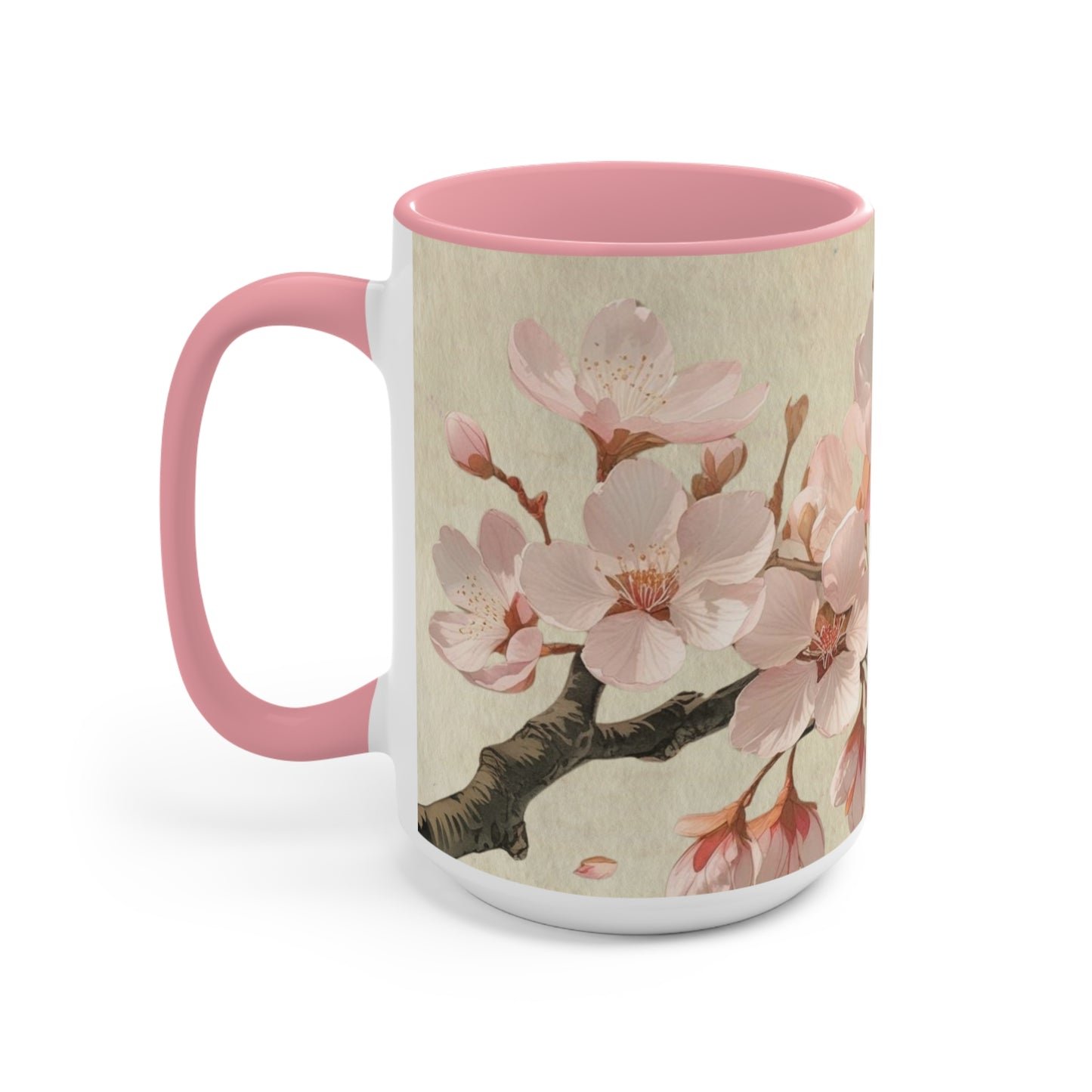 Accent Mugs - Vintage cherry blossom, Sakura Coffee Cup, Floral Tea Mug, Japanese Blossom Drinkware, Unique Gift for Nature Lover
