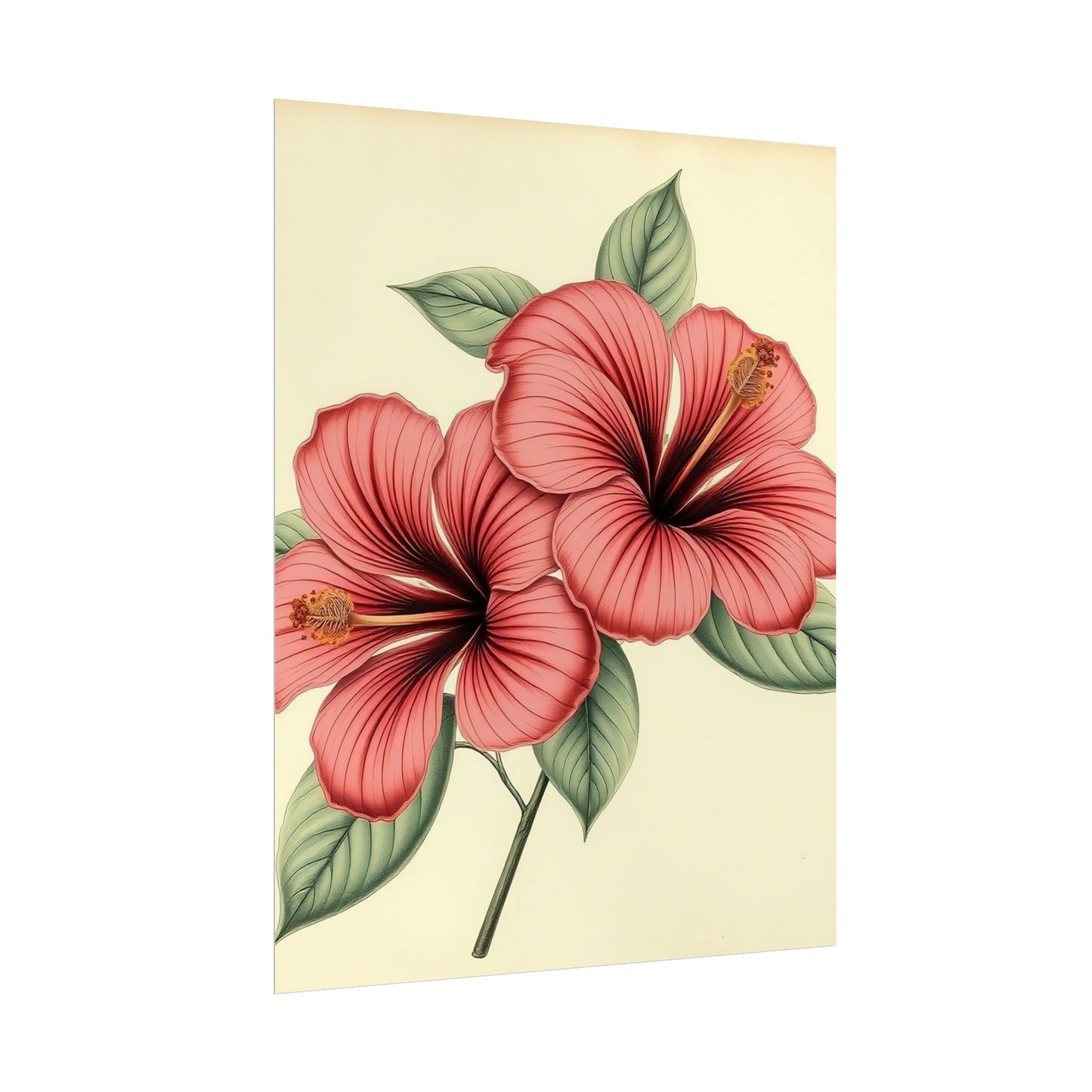 Vintage Hibiscus Poster