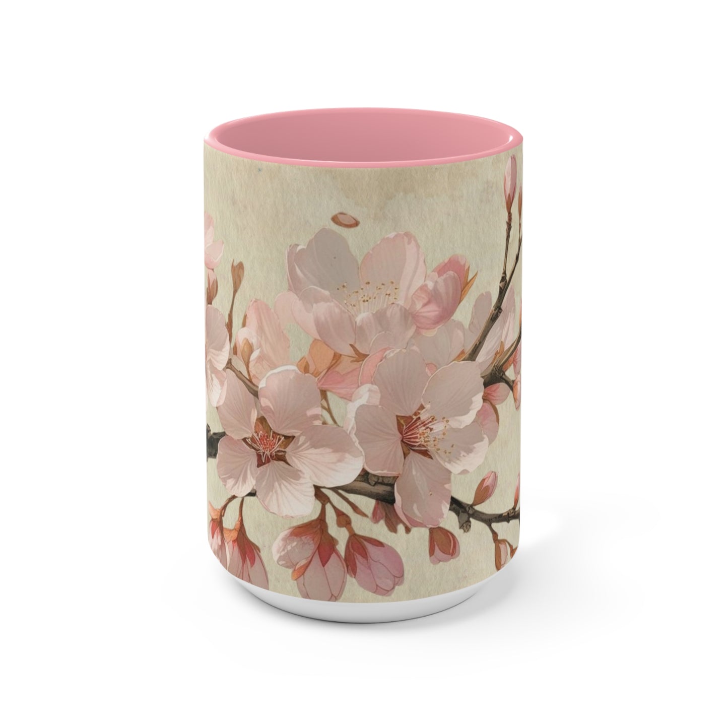 Accent Mugs - Vintage cherry blossom, Sakura Coffee Cup, Floral Tea Mug, Japanese Blossom Drinkware, Unique Gift for Nature Lover
