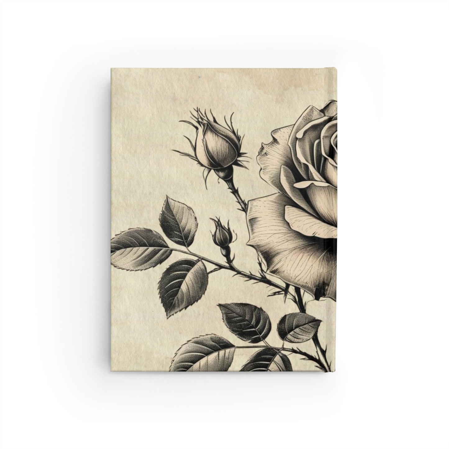 Black and grey rose flower Journal - Ruled Line