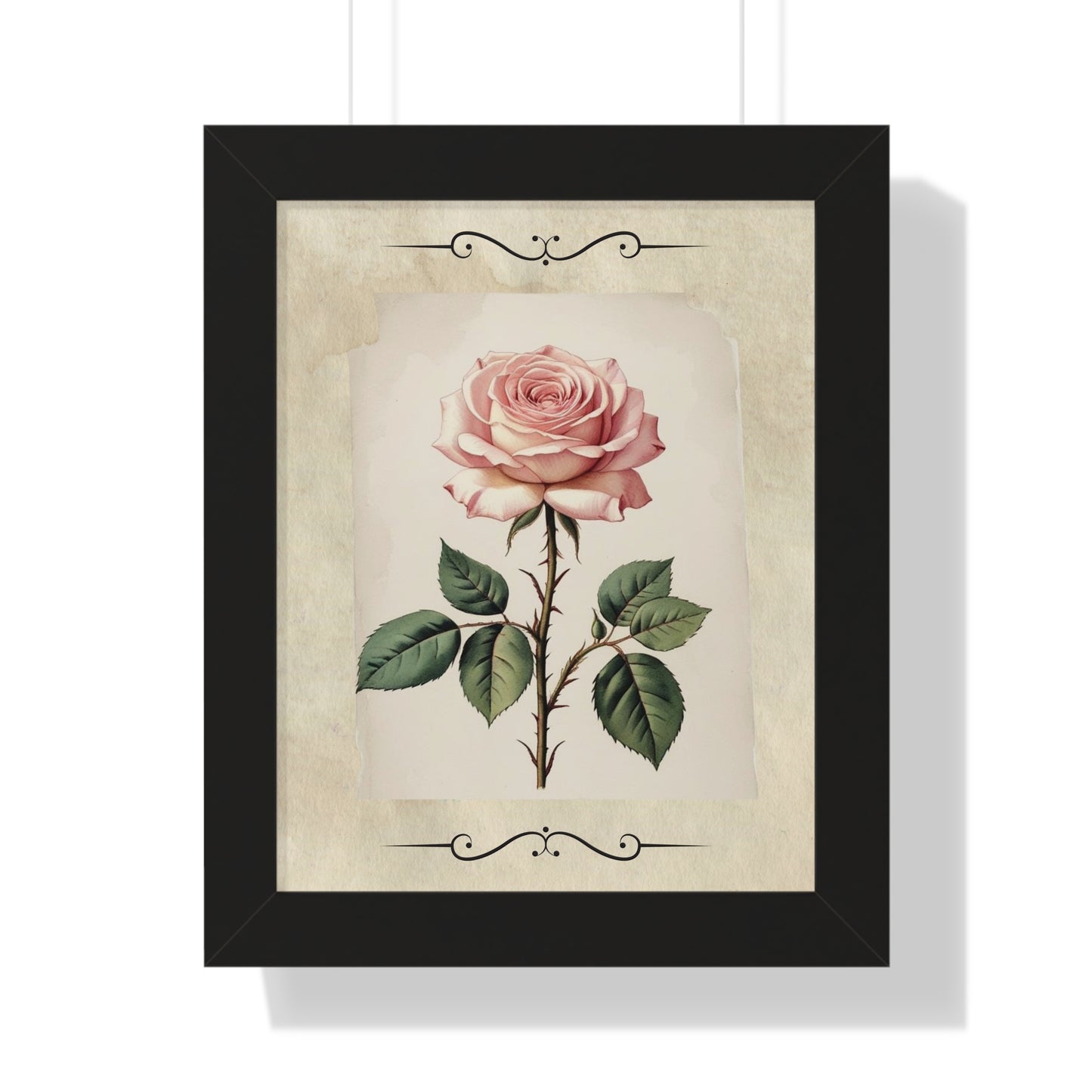 Vintage pink rose Framed Vertical Poster