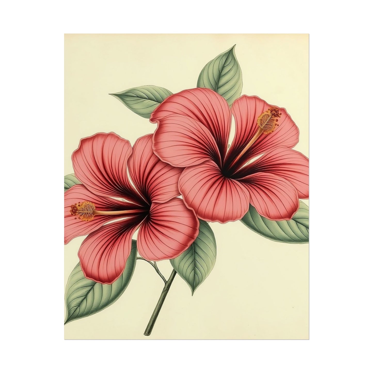 Vintage Hibiscus Poster