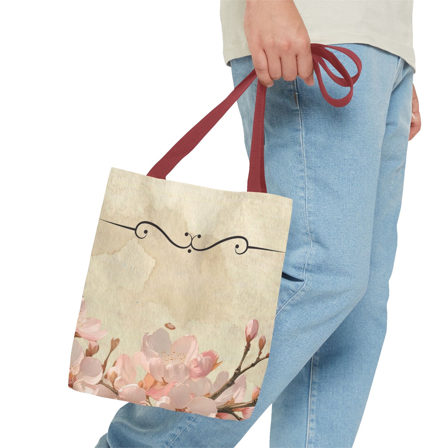 Cherry Blossom Tote Bag, Floral Tote, Japanese Style Tote, Eco-Friendly Bag, Reusable Shopping Bag, Gift for Nature Lover