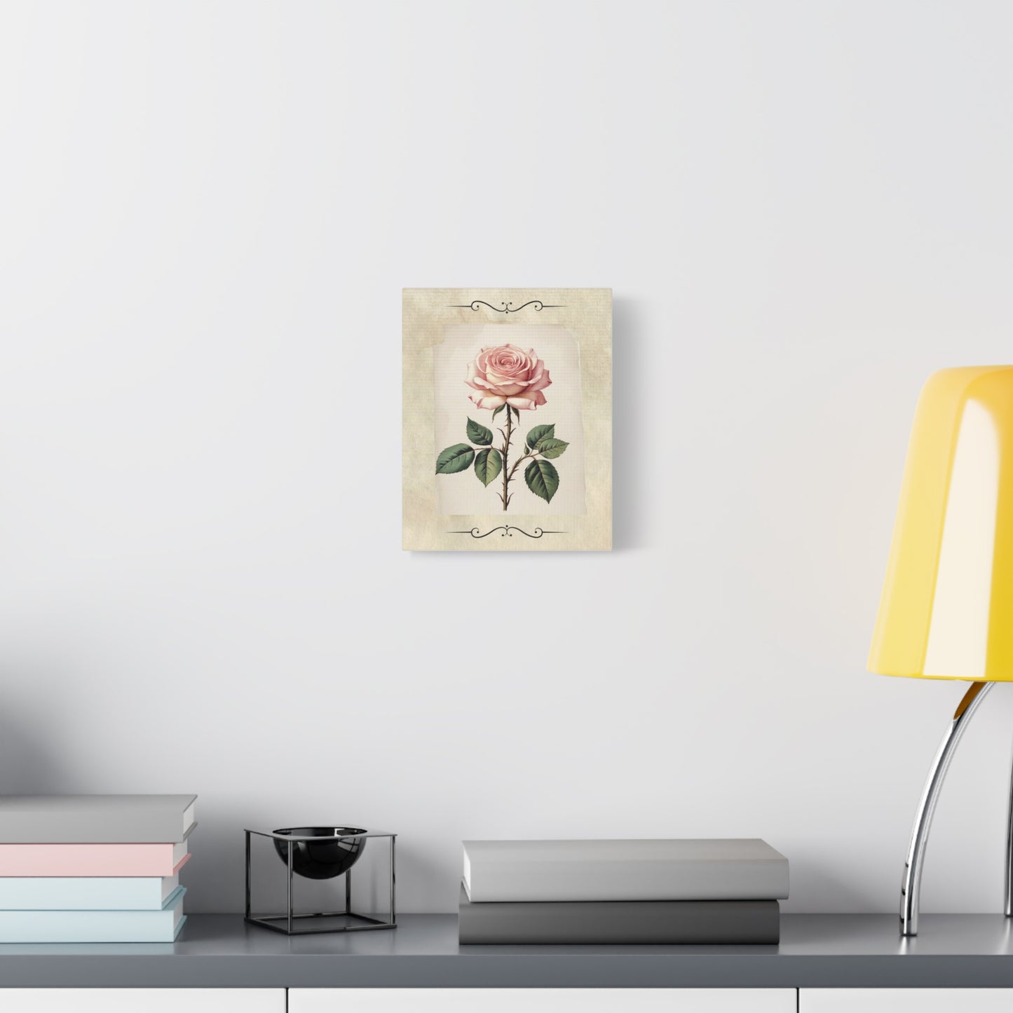 Vintage pink rose on Matte Canvas, Stretched, 1.25"