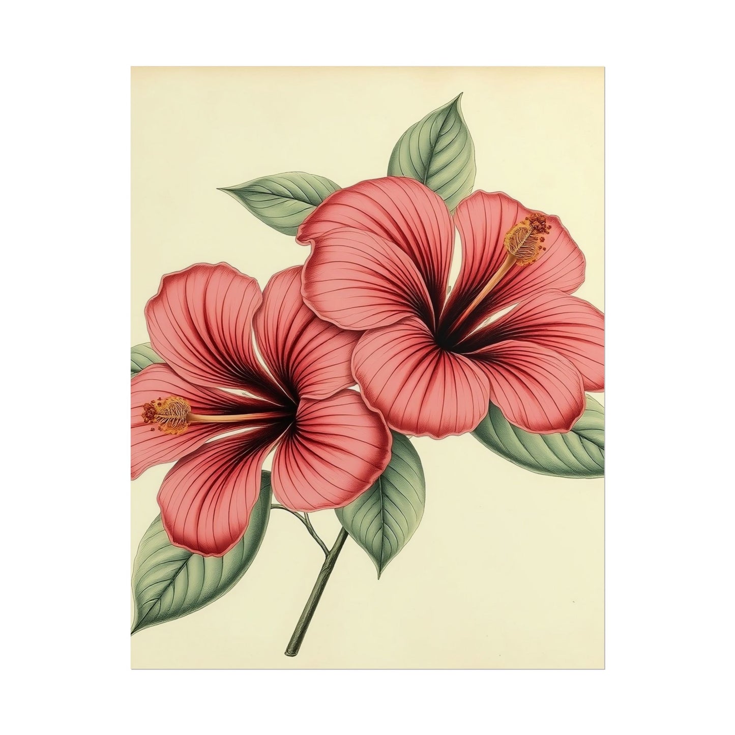Vintage Hibiscus Poster