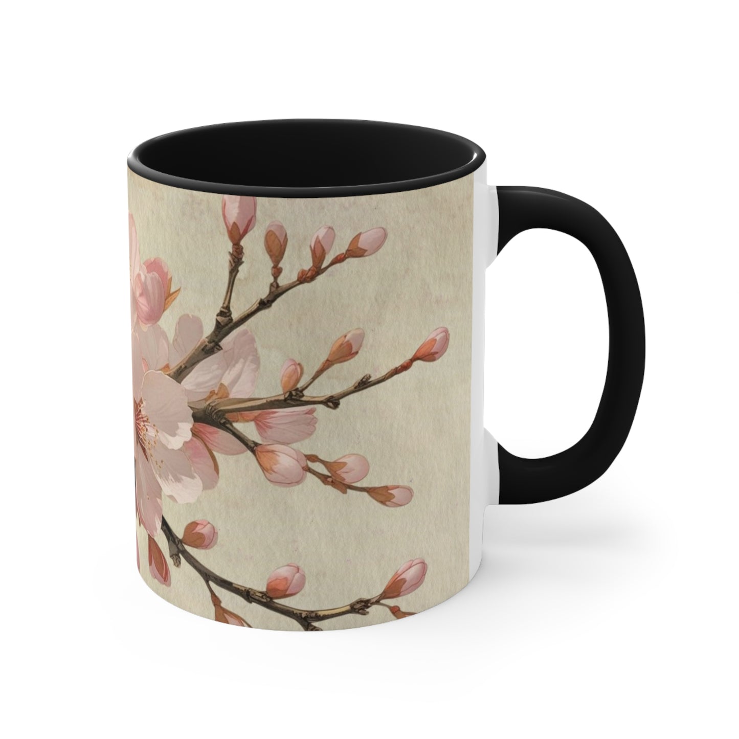 Accent Mugs - Vintage cherry blossom, Sakura Coffee Cup, Floral Tea Mug, Japanese Blossom Drinkware, Unique Gift for Nature Lover