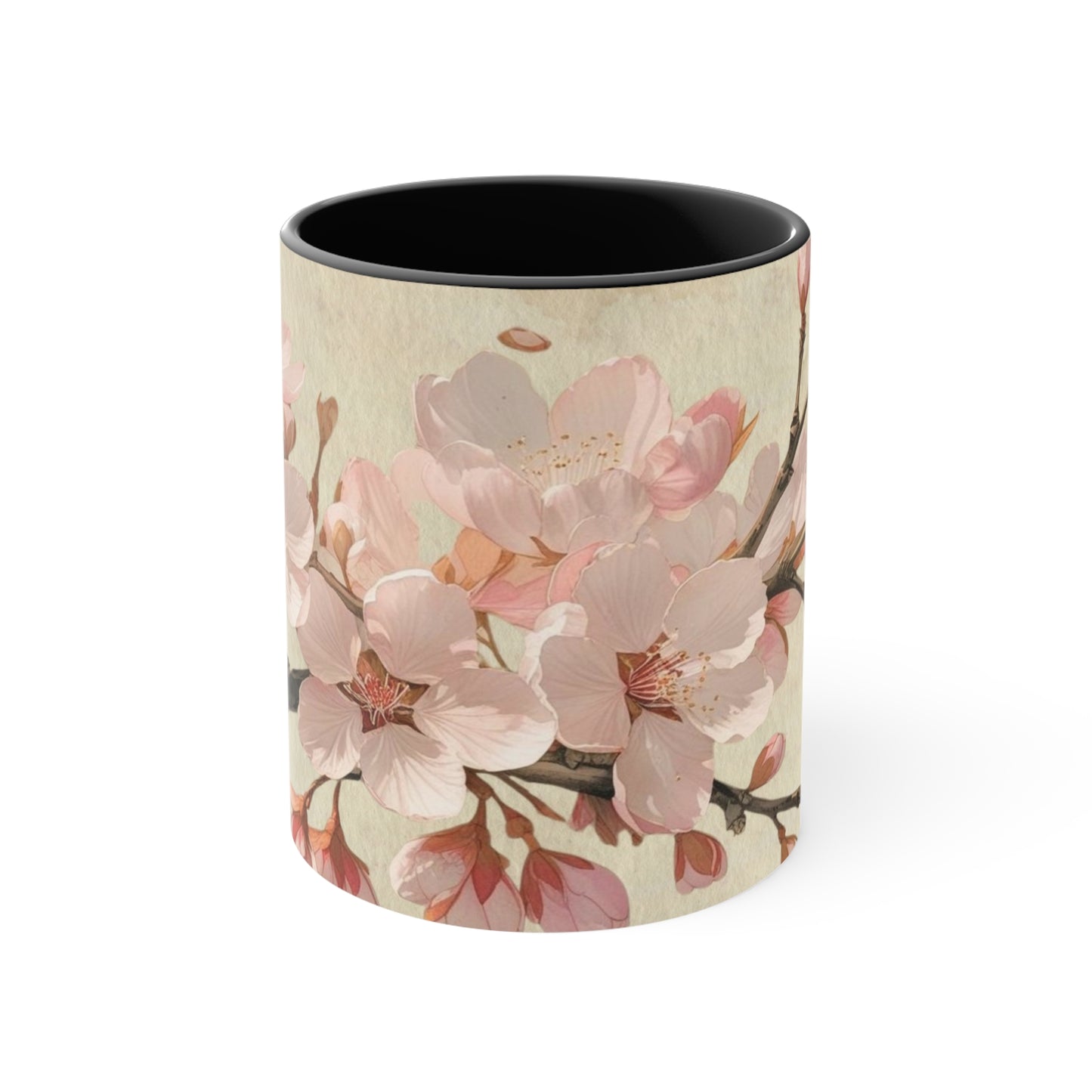 Accent Mugs - Vintage cherry blossom, Sakura Coffee Cup, Floral Tea Mug, Japanese Blossom Drinkware, Unique Gift for Nature Lover