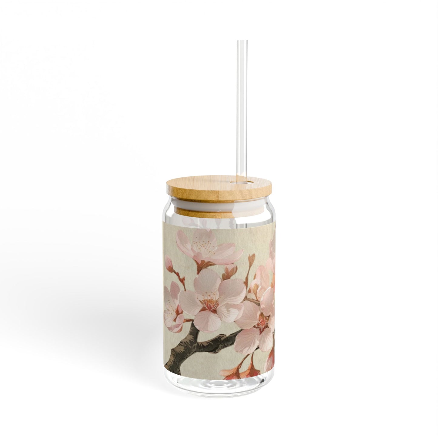 Vintage cherry blossom flower Sipper Glass, 16oz
