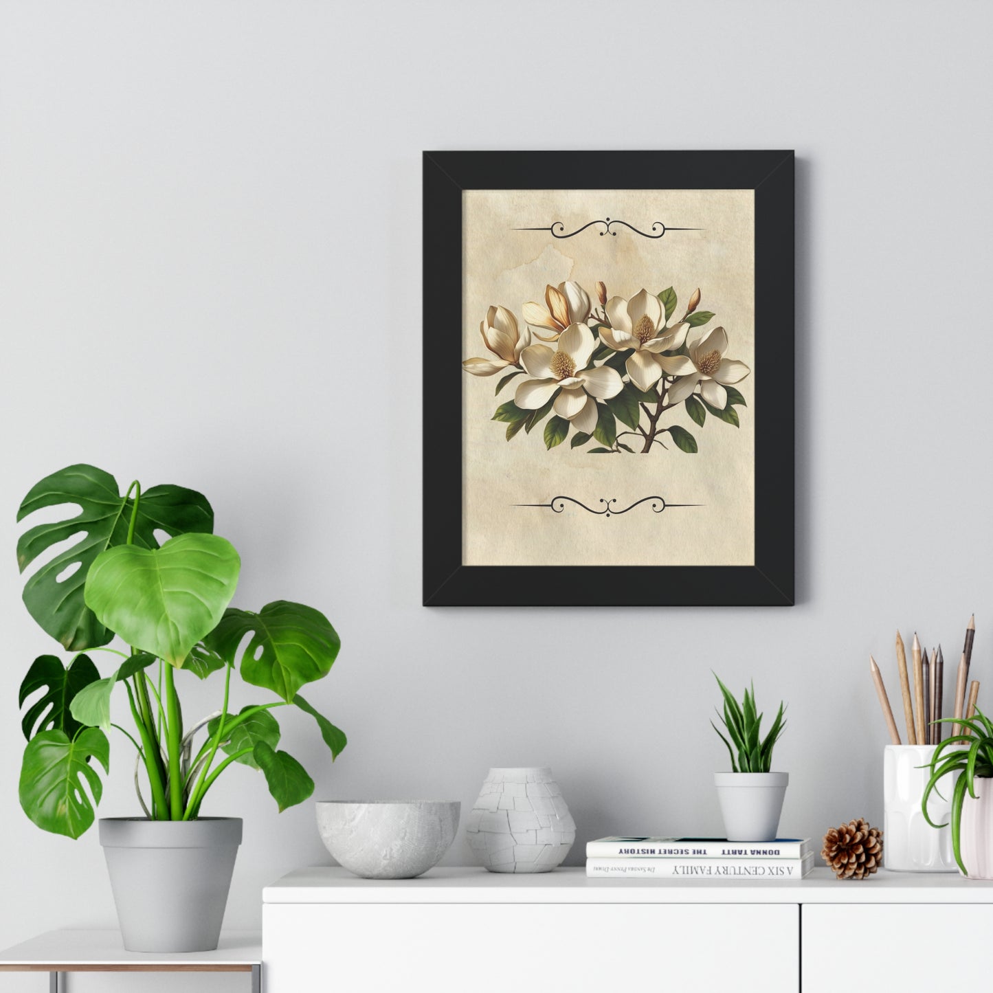 Vintage Magnolia Framed Vertical Poster