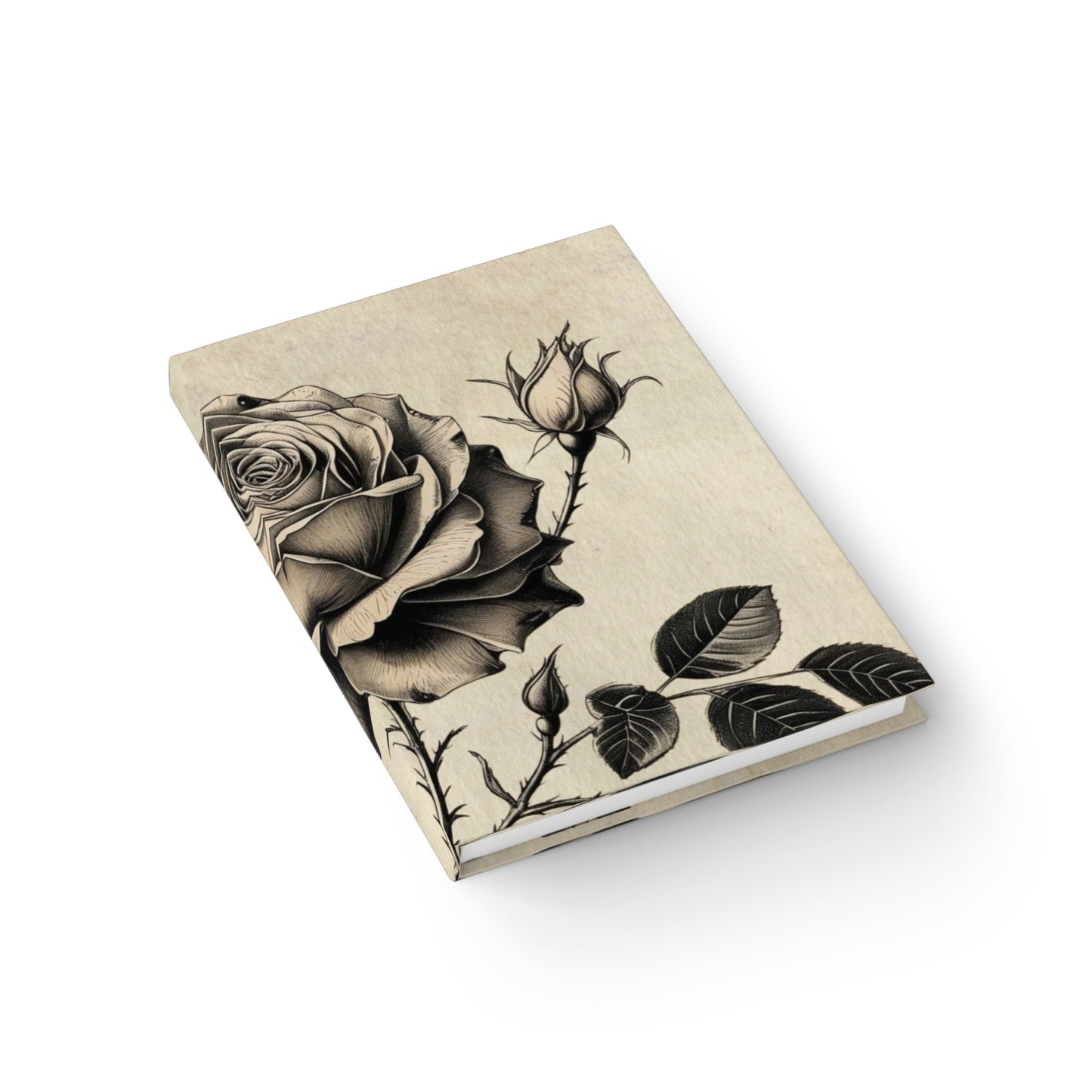 Black and grey rose flower Journal - Ruled Line