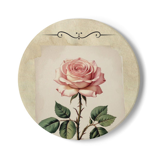 Vintage pink rose flower Ceramic Coaster