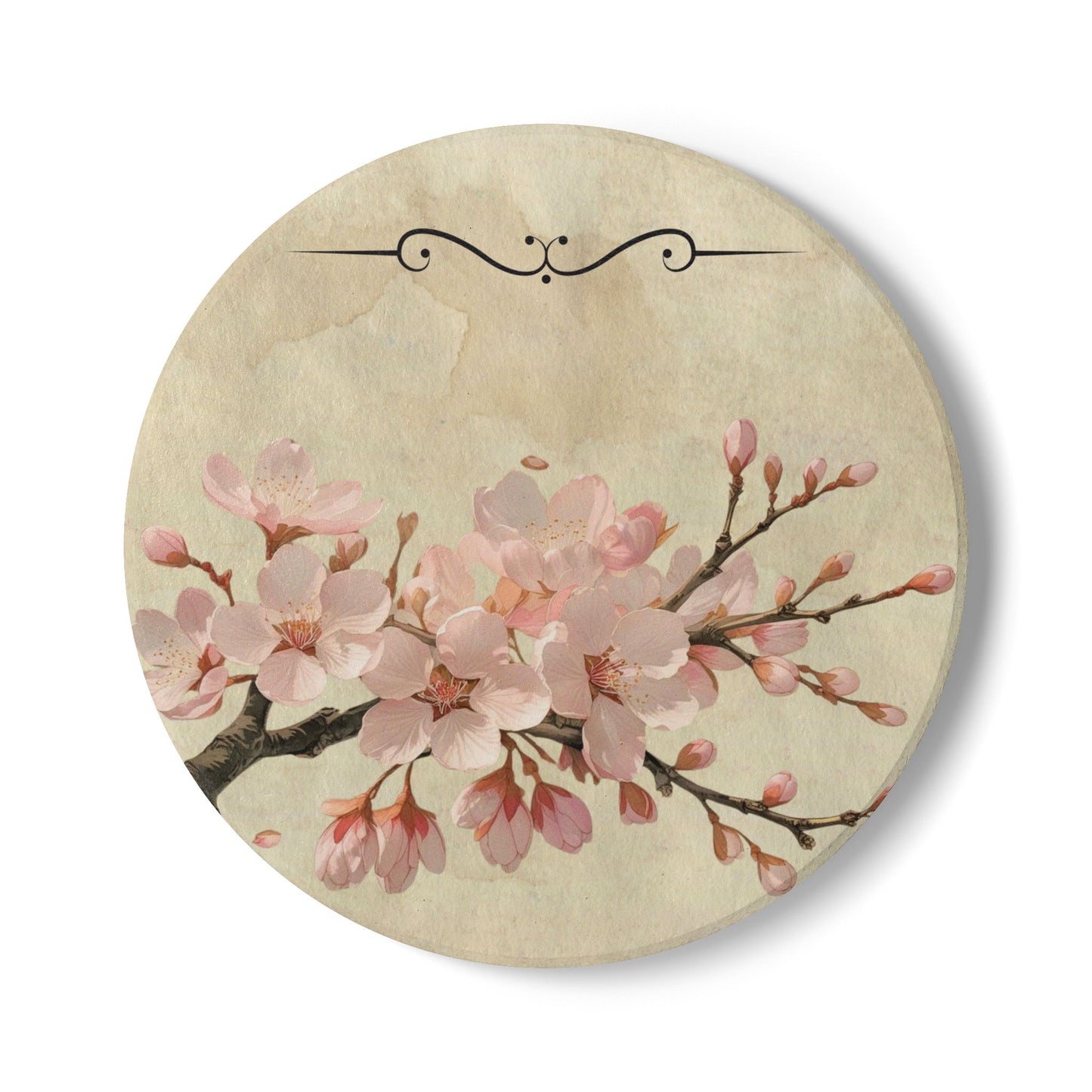 Vintage cherry blossom Ceramic Coaster