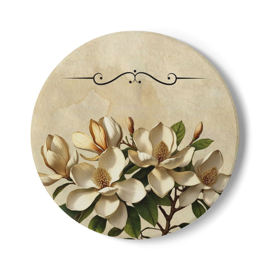 Vintage magnolia flower Ceramic Coaster