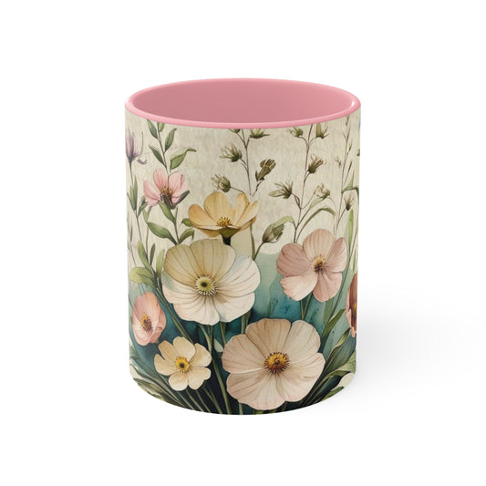 Vintage assorted flowers 2 Accent Mugs