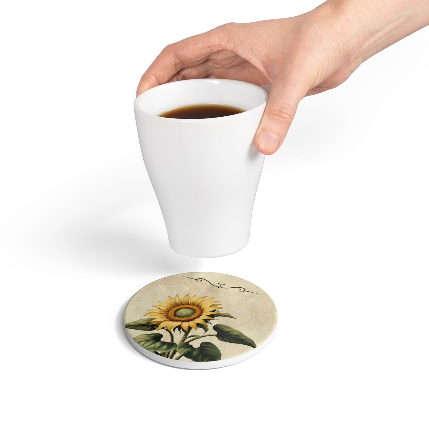 Vintage sunflower flower Ceramic Coaster
