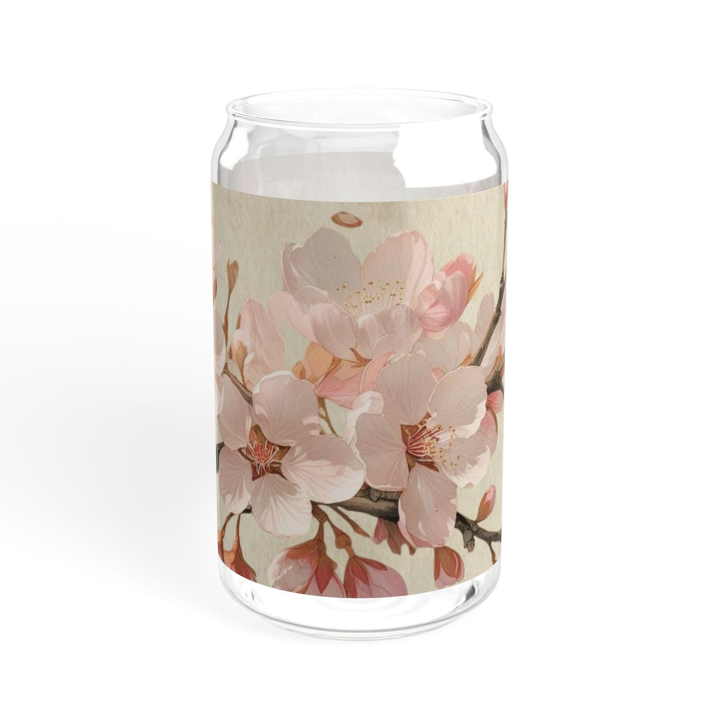 Vintage cherry blossom flower Sipper Glass, 16oz