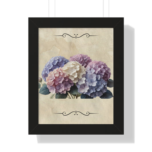 Vintage hydrangea Framed Vertical Poster