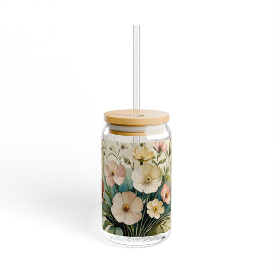 Vintage assorted flowers #2 Sipper Glass, 16oz