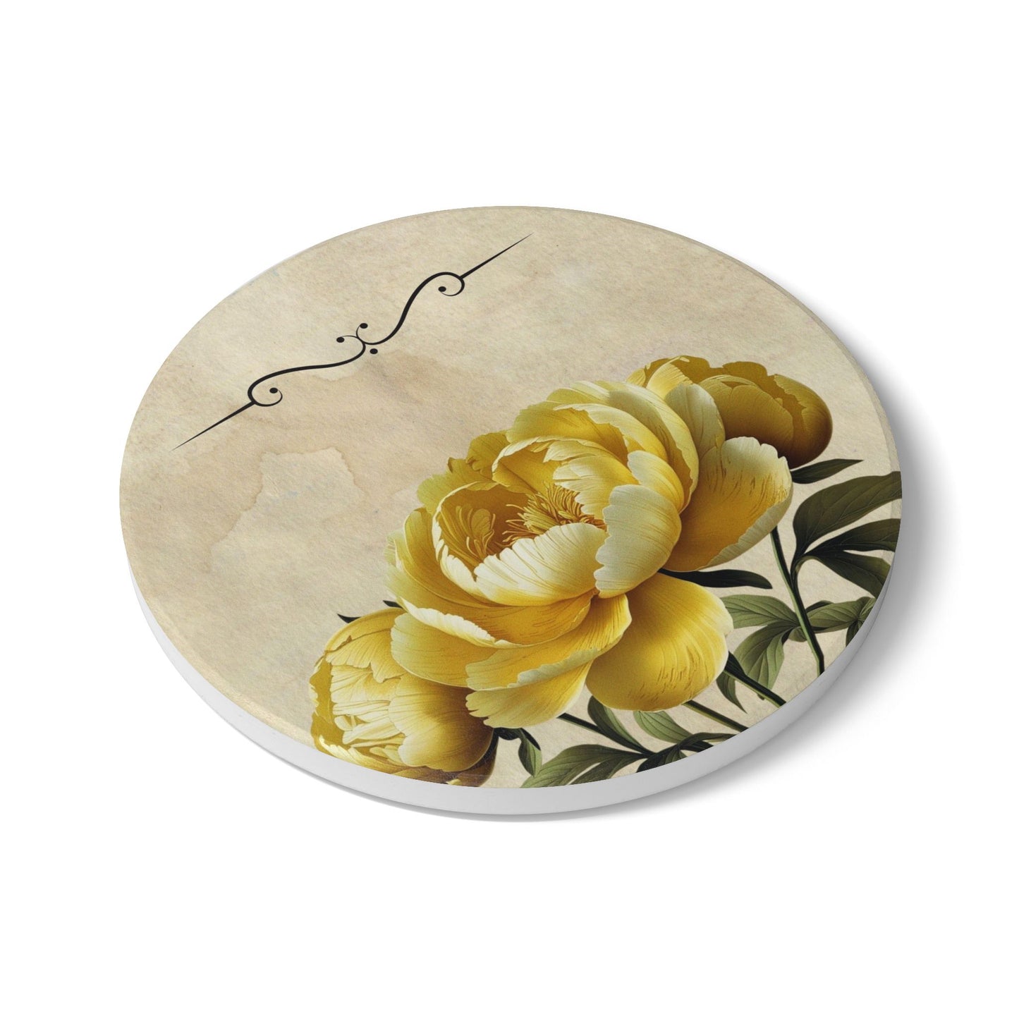 Vintage peony flower Ceramic Coaster