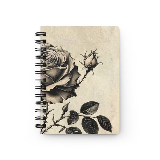 Black and grey rose flower Spiral Bound Journal
