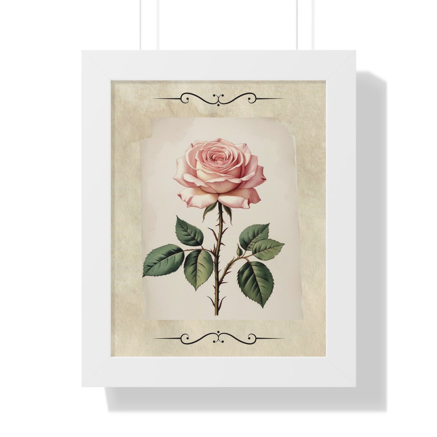 Vintage pink rose Framed Vertical Poster