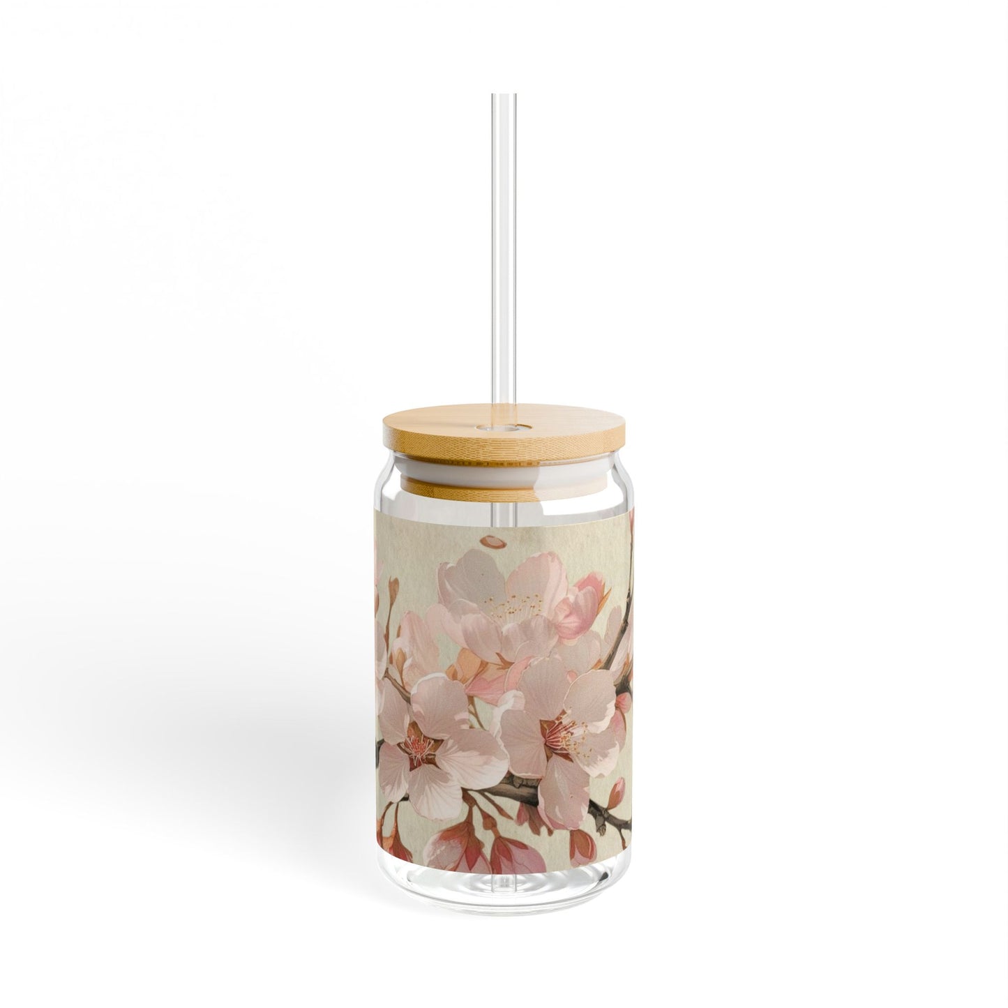 Vintage cherry blossom flower Sipper Glass, 16oz