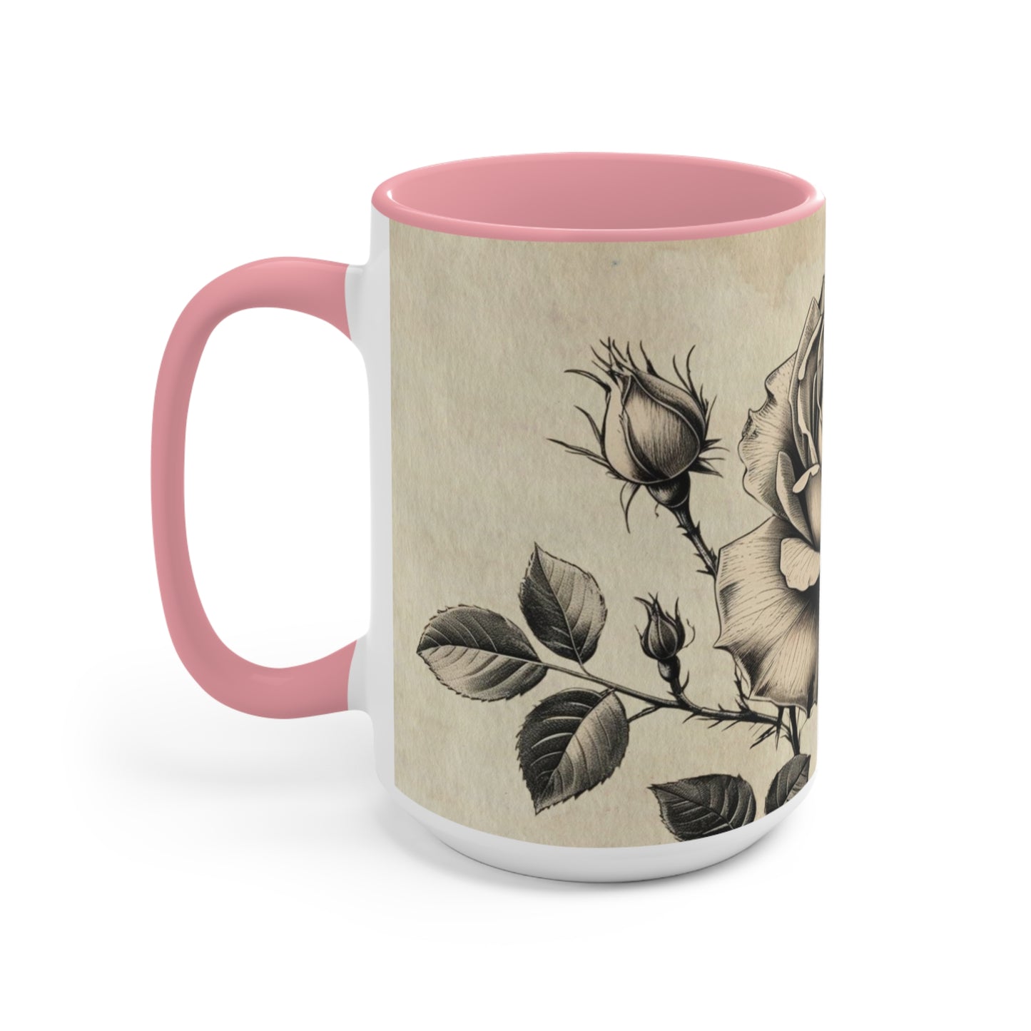 Vintage black and grey rose Accent Mugs